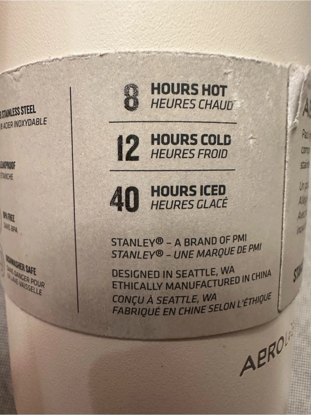 BNWT- Stanley off-white- Insulated 20oz. Transit Bottle w/Book Graphic/Quote - Picture 7 of 12